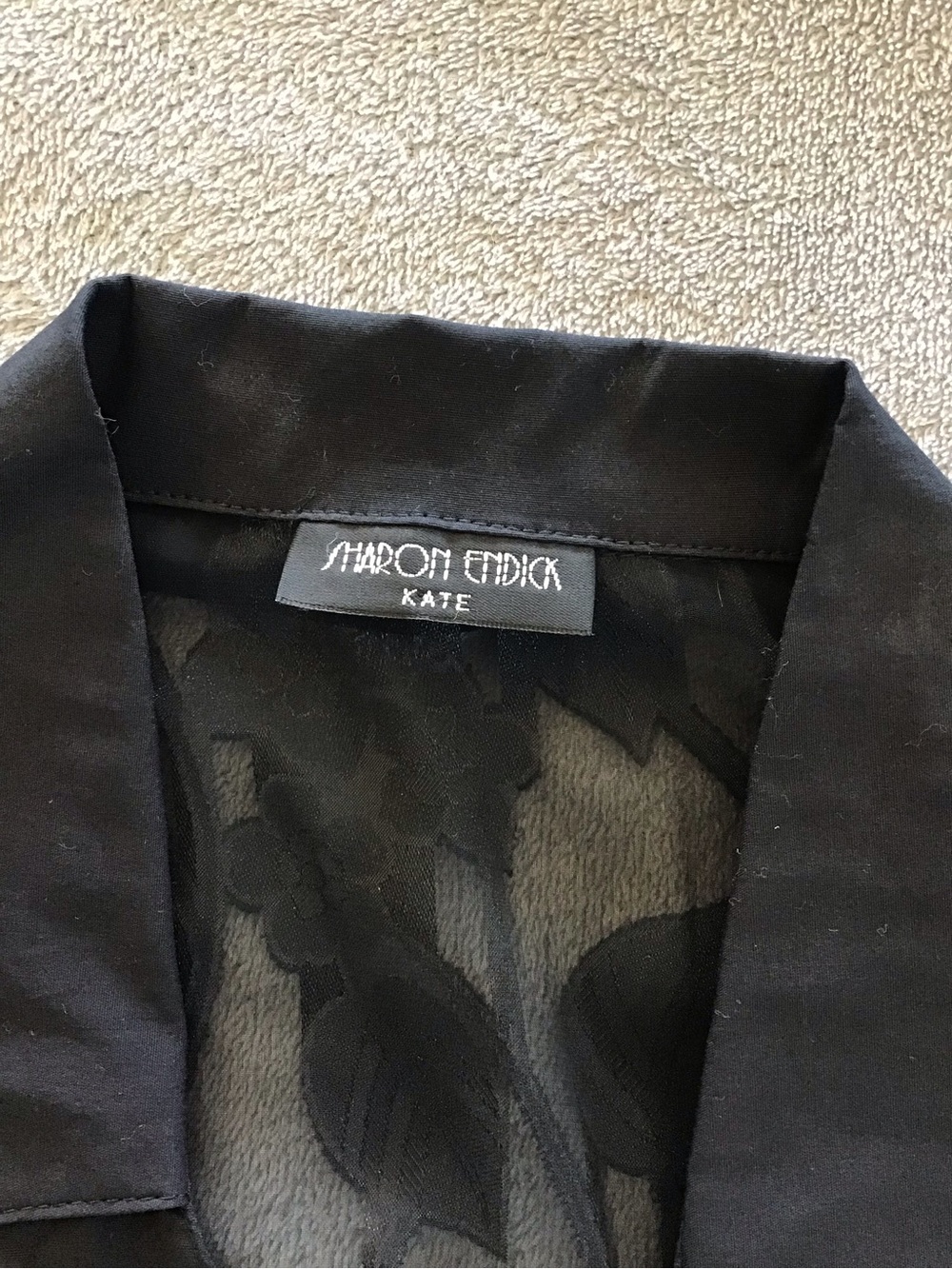 Vintage Sharon Endick Kate Black Sheer Floral Button-Front Blouse - Picture 3 of 7